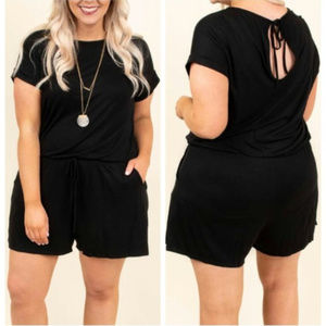 Plus Size Black Short Sleeve Romper